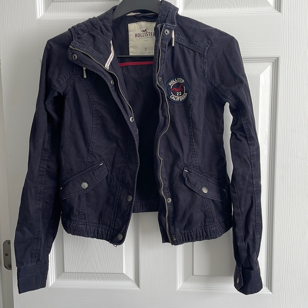 Vintage Hollister Zip and Button Hooded Jacket 100% Cotton